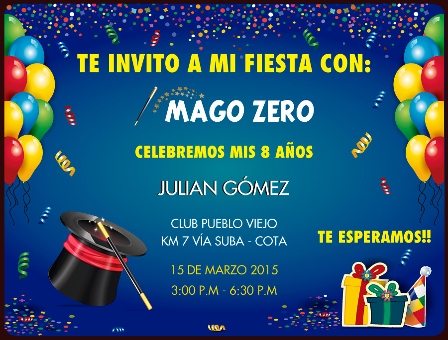 invitacion magia cumpleaños